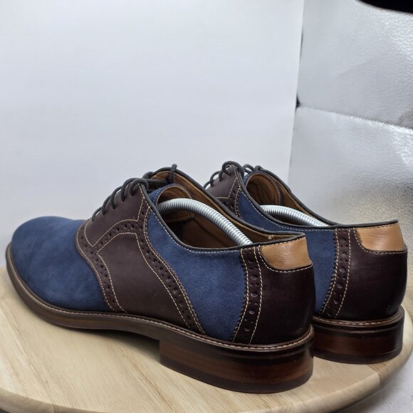 J&M Johnston & Murphy Oxford Blue Suede Shoes Mens 13 M Lace Up Classic Preppy - Picture 7 of 11